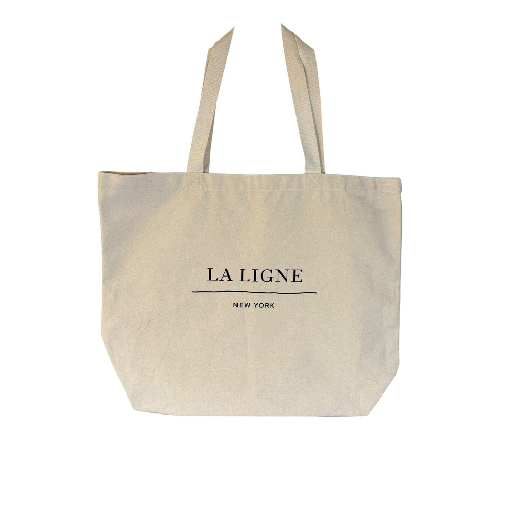 La Ligne Cotton Canvas Extra Large Tote Bag With La Bande Neutral Shopping - Picture 2 of 7